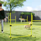 PawHut Set of 4 Agility Dog Training Hurdles, Adjustable Height, with Carry Bag, Yellow