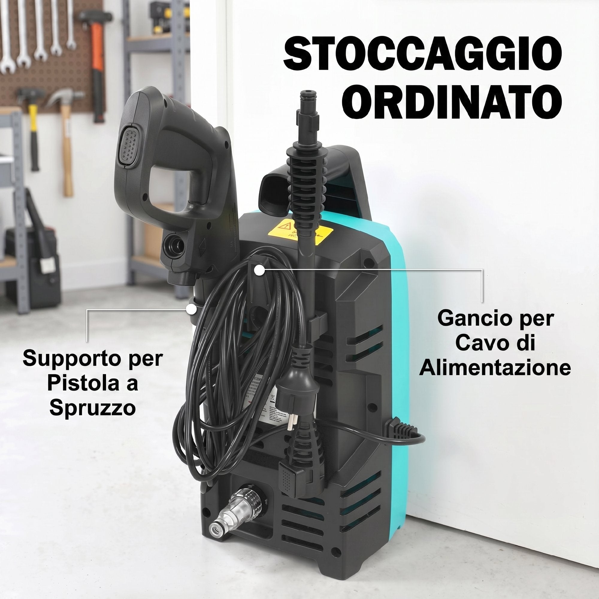 Outsunny 1500W High Pressure Washer with Adjustable Nozzle and Cleaning Kit, 20.5x19x40.4 cm, Blue