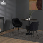 Set of 2 Modern Dining Chairs with Armrests, Padded Seat and Steel Legs, 54x57x80cm, Black