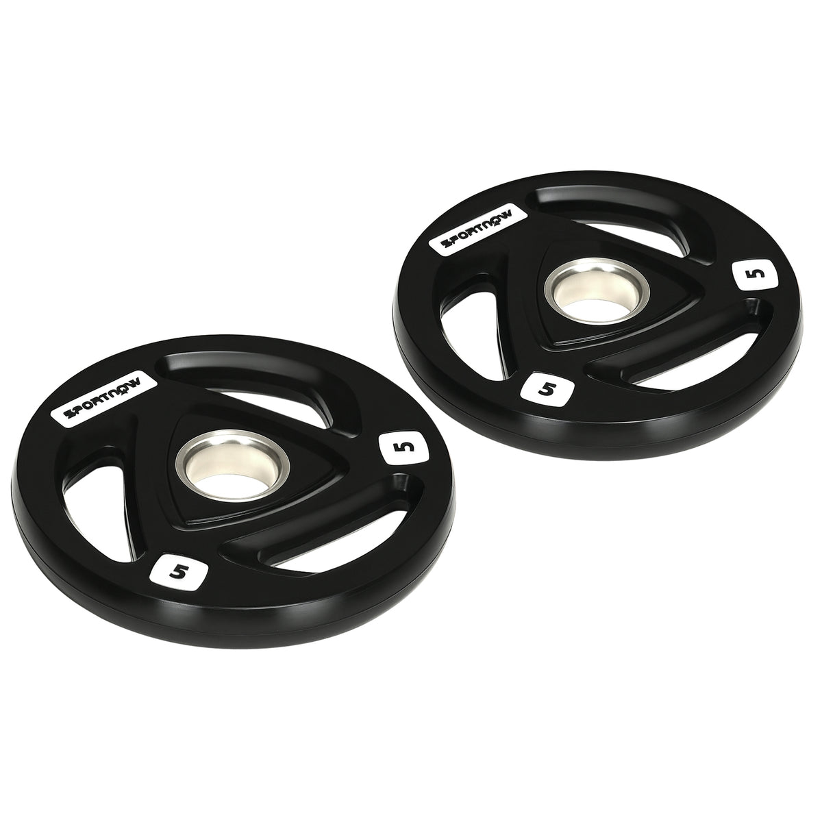 SPORTNOW Set of 2 Steel Weight Plates with Rubber Coating for Barbell