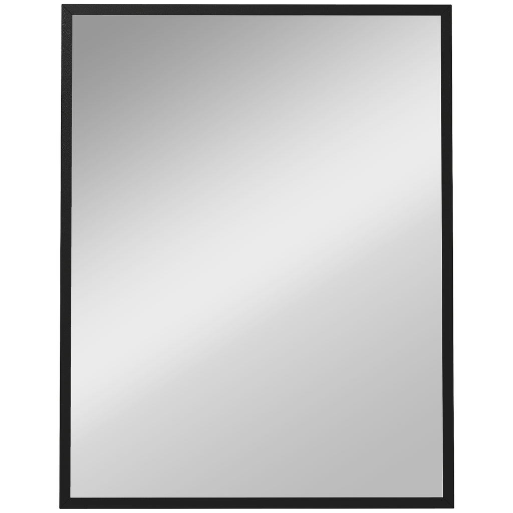 HOMCOM Rectangular Wall-Mounted Bathroom Mirror with Hooks, Glass and MDF Bedroom Mirror, 70x90 cm, Black