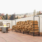 1m³ Adjustable Firewood Rack with Waterproof PE Tarpaulin, Metal, 300x36x99cm, Black and Dark Green