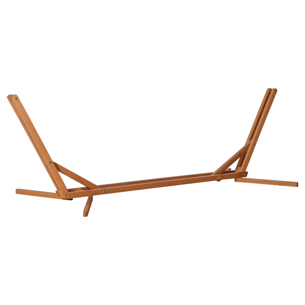 3-Level Adjustable Folding Portable Wooden Hanging Hammock Stand, 388x120x89cm