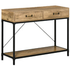 Vintage Style Metal and Wood Console Table with 2 Drawers and Shelf, 100x35x76.5cm, Brown