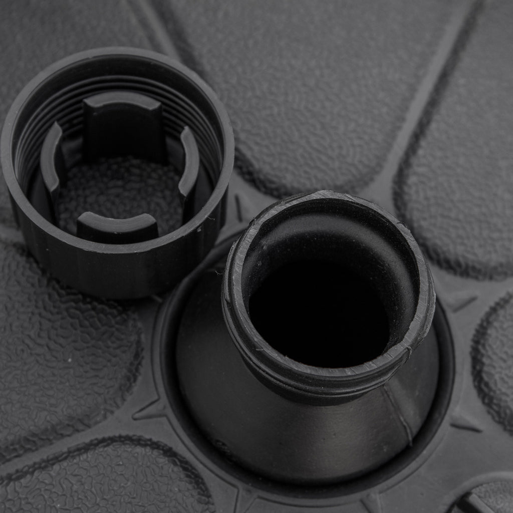 Round Umbrella Base in Plastic Fillable with Water and Sand, for 38 mm Poles, Ø38 cm, Black