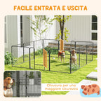 12-Panel Modular Dog Playpen, 80 x 1.5 x 80 cm, Foldable with Steel Door, 12 Pegs, Grey
