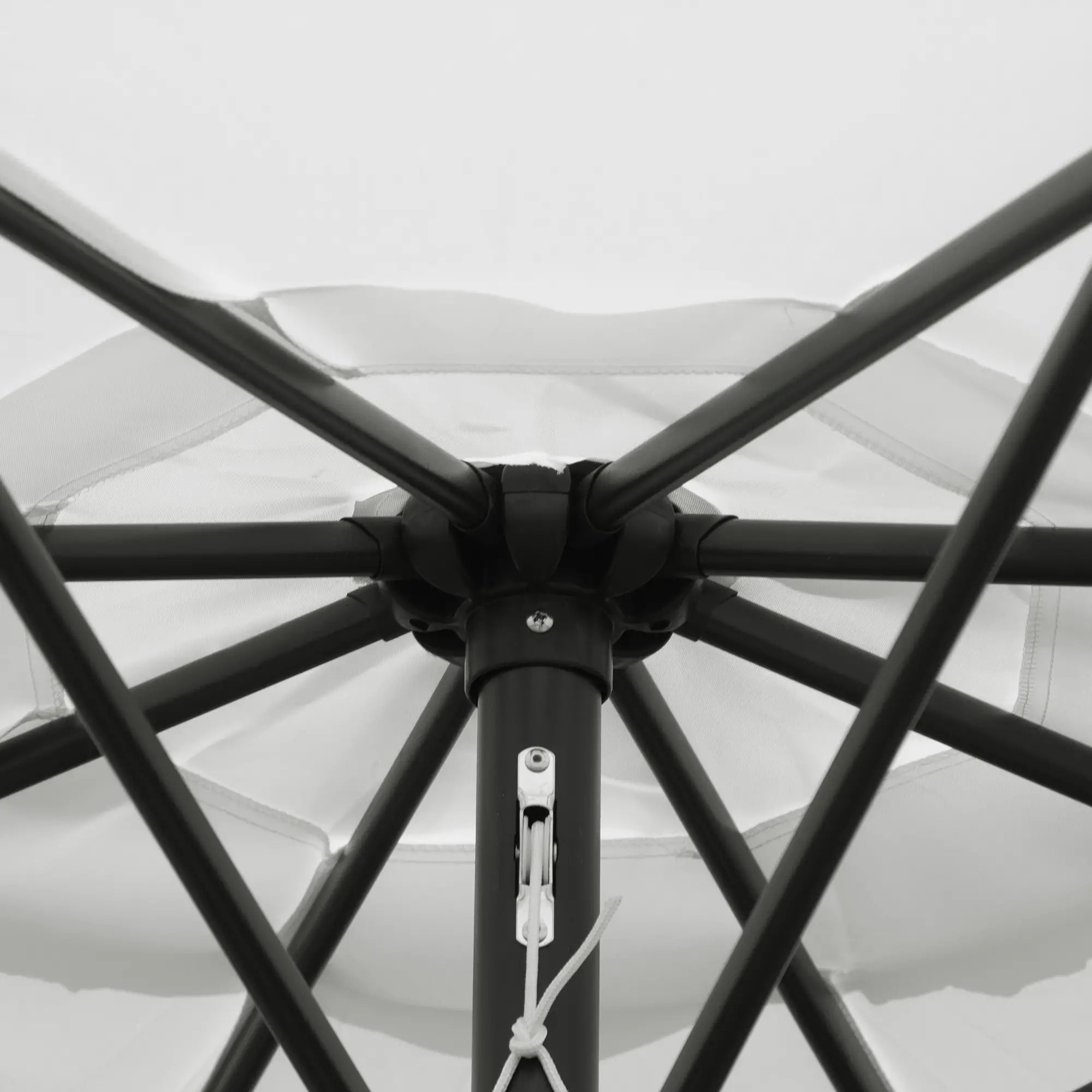 Garden Umbrella 3x2.5 m Tiltable with Removable Pole, in Metal and White Polyester - Borge' Group Limited