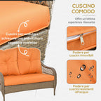Outsunny PE Rattan Garden Furniture Set with 2 Armchairs, 2-Seater Sofa, Table and Cushions, Khaki and Orange Color