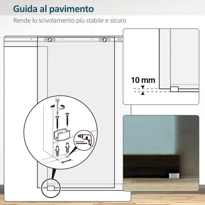 Sliding door in frosted glass with aluminum track for bathroom kitchen study glass 205cm - Borgè