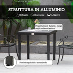 Outsunny Garden Table Wood Effect Dining Table, 78x78 cm, Black