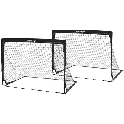 SPORTNOW Set of 2 Football Goals for Children from 6 Years with LED Lights, Foldable with Transport Bag