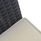 7-Piece Garden Table and Chair Set in PE Rattan and Wood with Soft Cushions, Black - Borge' Group Limited