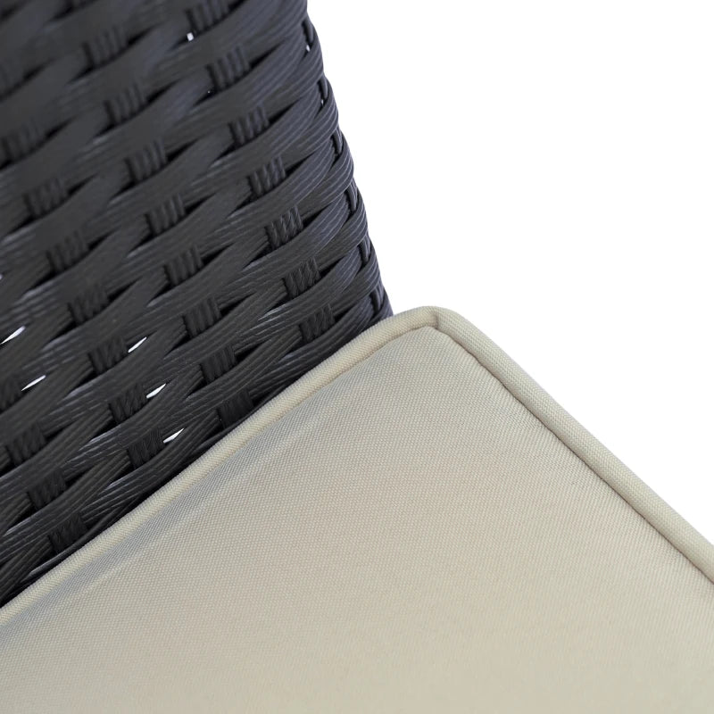 7-Piece Garden Table and Chair Set in PE Rattan and Wood with Soft Cushions, Black - Borge' Group Limited