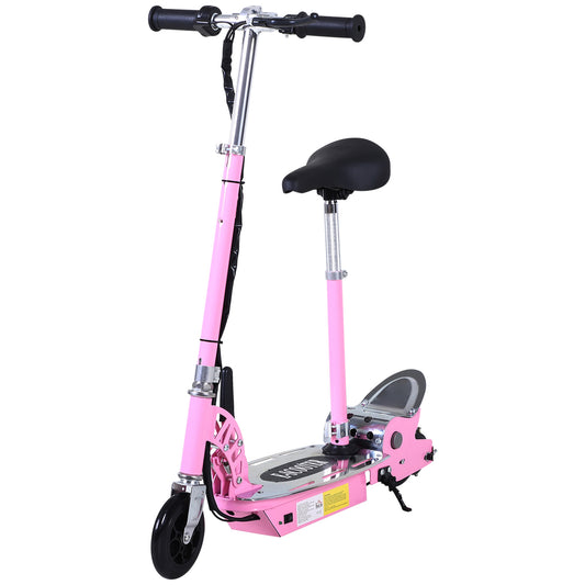 Folding Electric Scooter with Saddle, 2 Wheels and Adjustable Handlebar, Children 7-12 Years, 75x37x98cm, Pink