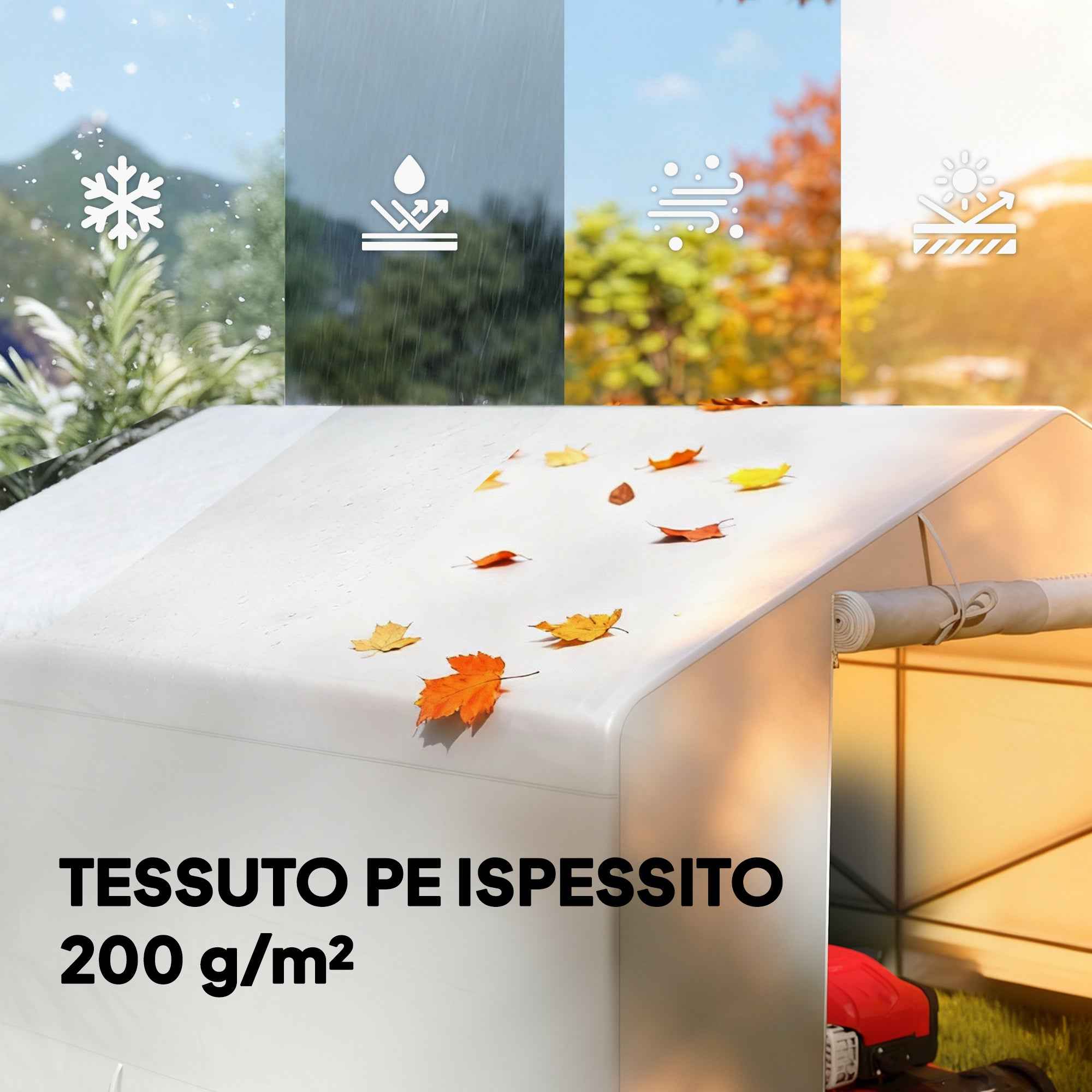 Outsunny 3x3m Waterproof Garden Shed and Garage Tent with Roll-Up Door, Metal and PE, White