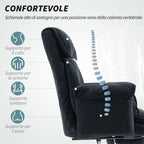 Reclining Office Chair with Footrest, High Back, Adjustable Height and Wheels, Black