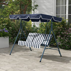 3-Seater Garden Swing with Sunshade Roof, in Steel and Polyester, 172x110x153 cm, White and Blue
