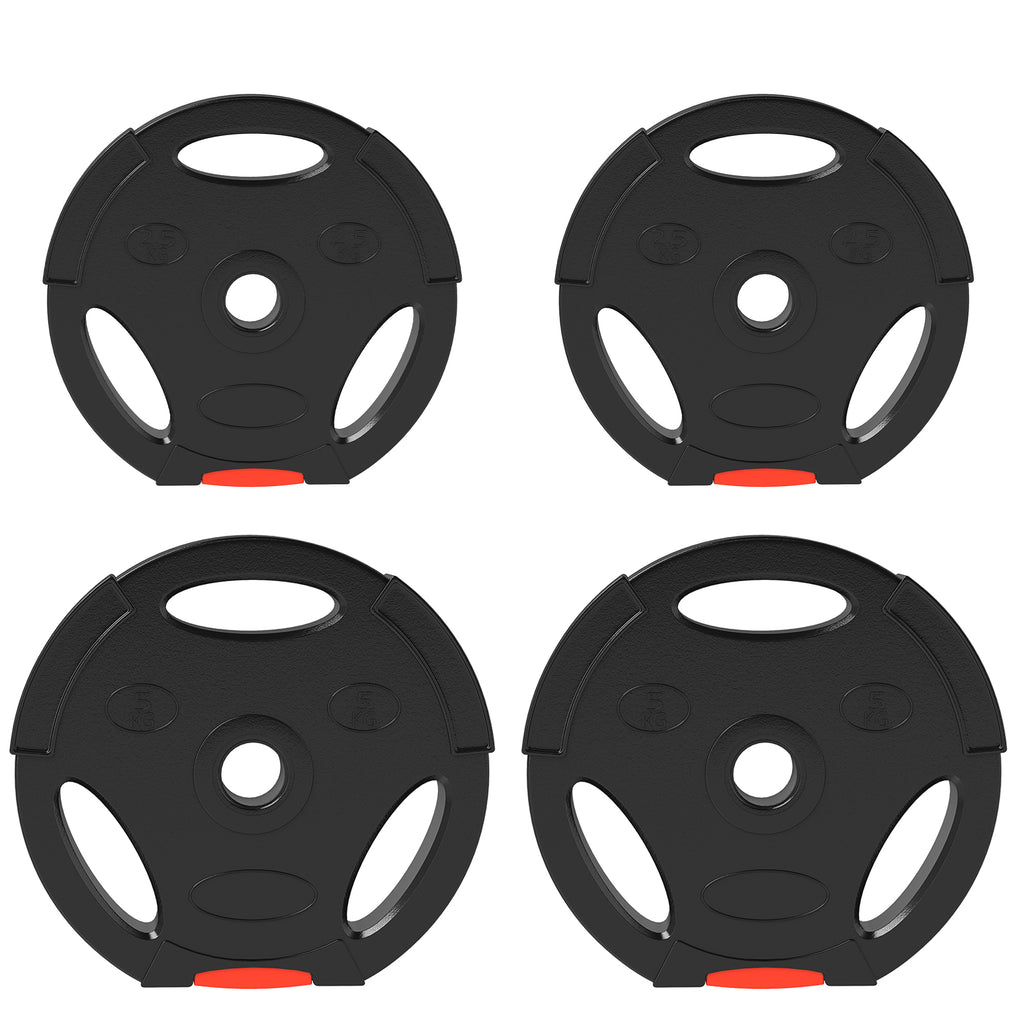 SPORTNOW Weight Kit with 2 x 5 kg Discs and 2 x 2.5 kg Discs in Polypropylene and Sand, Ø27x4.5 cm and Ø24x3.5 cm, Black
