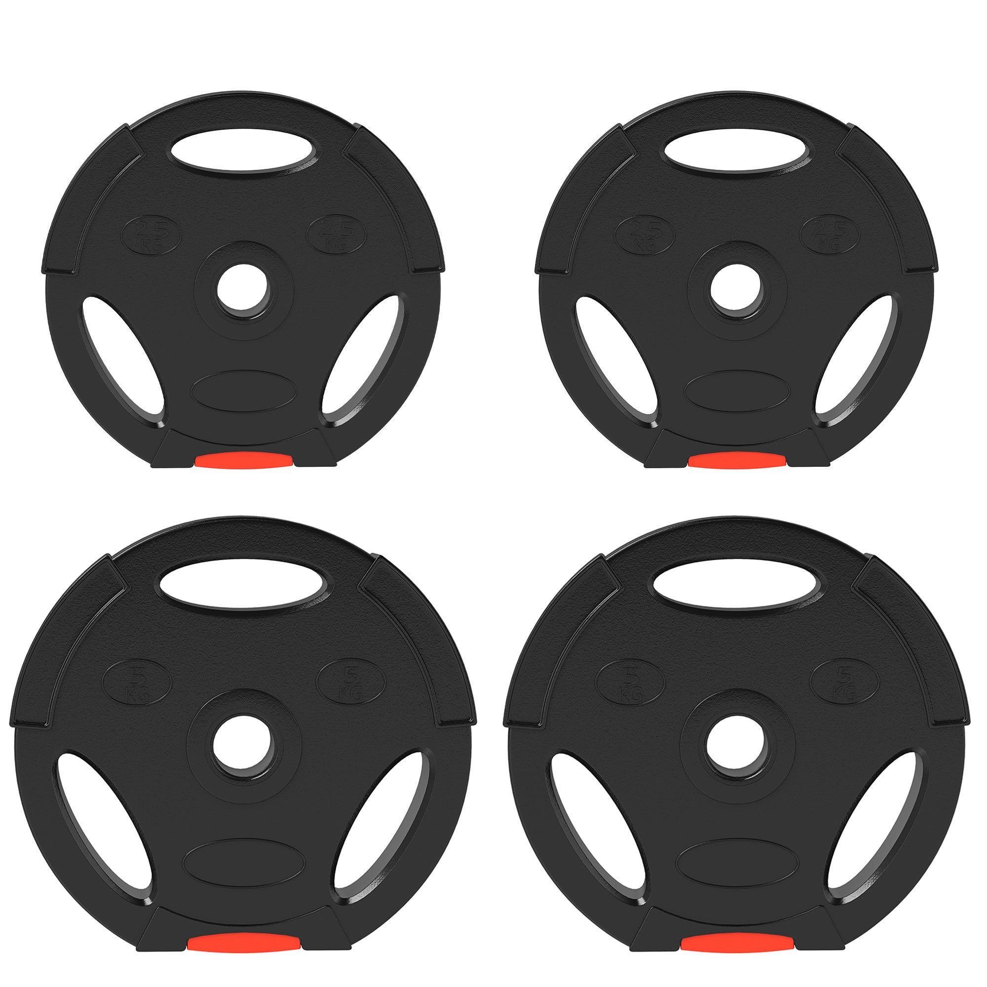 SPORTNOW Weight Kit with 2 x 5 kg Discs and 2 x 2.5 kg Discs in Polypropylene and Sand, Ø27x4.5 cm and Ø24x3.5 cm, Black