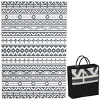Reversible Outdoor Rug with Geometric Pattern and Bag Included, 182x274 cm, Gray and White
