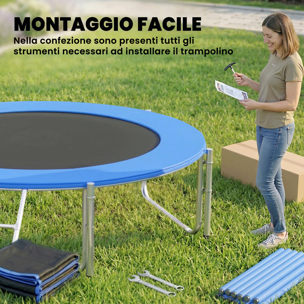 SPORTNOW 305cm Trampoline with Safety Net and Ladder for Outdoor Use
