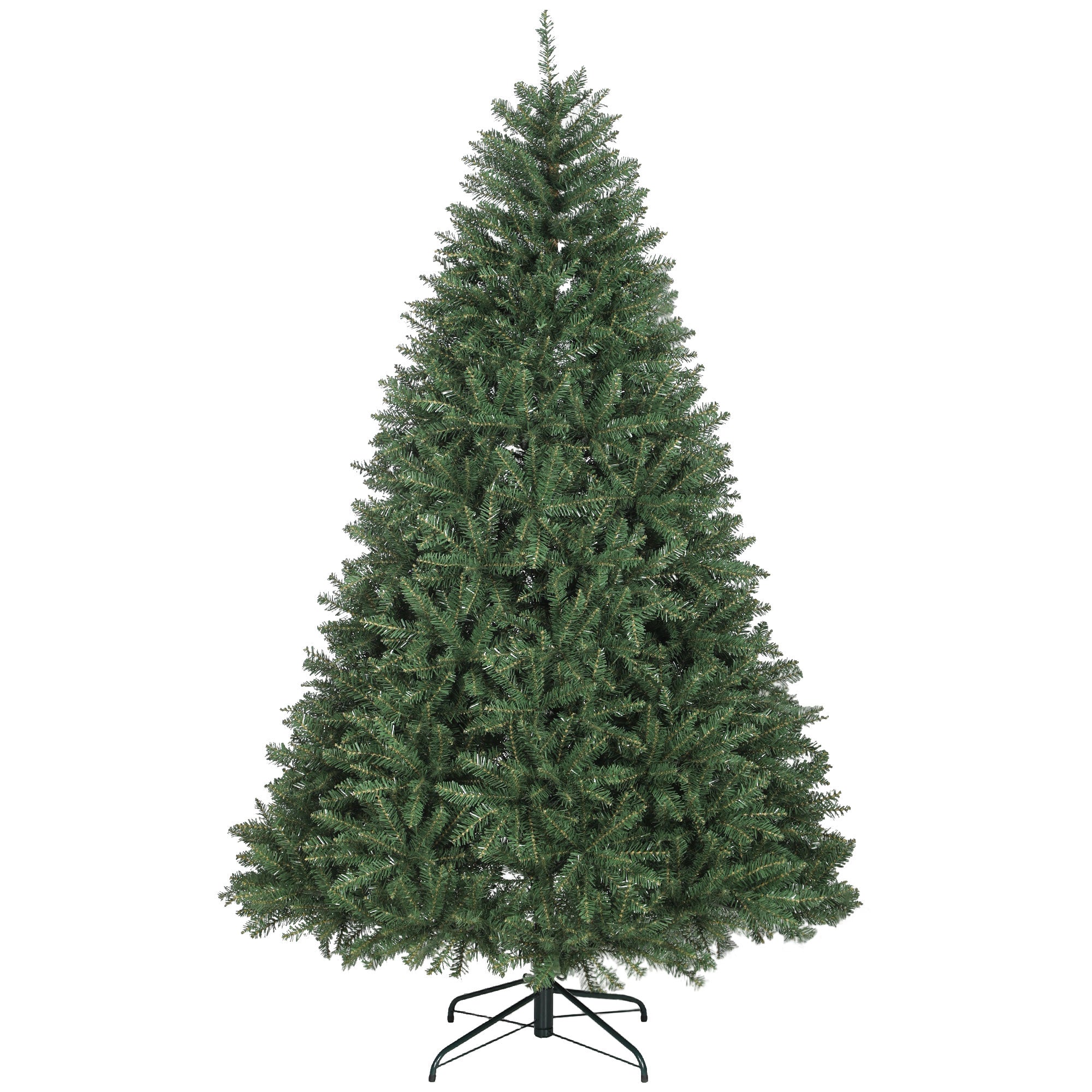 210cm Artificial Christmas Tree with Hinged Branches and Folding Metal Base, Green