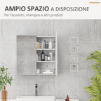 kleankin Mirrored Cabinet with 3 Adjustable Internal Shelves, in Wood and Glass, 60x15x60 cm, White