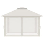 Outsunny 4x4m Adjustable Height Folding Gazebo with Mosquito Net and Bag, Metal and Oxford Fabric, Cream
