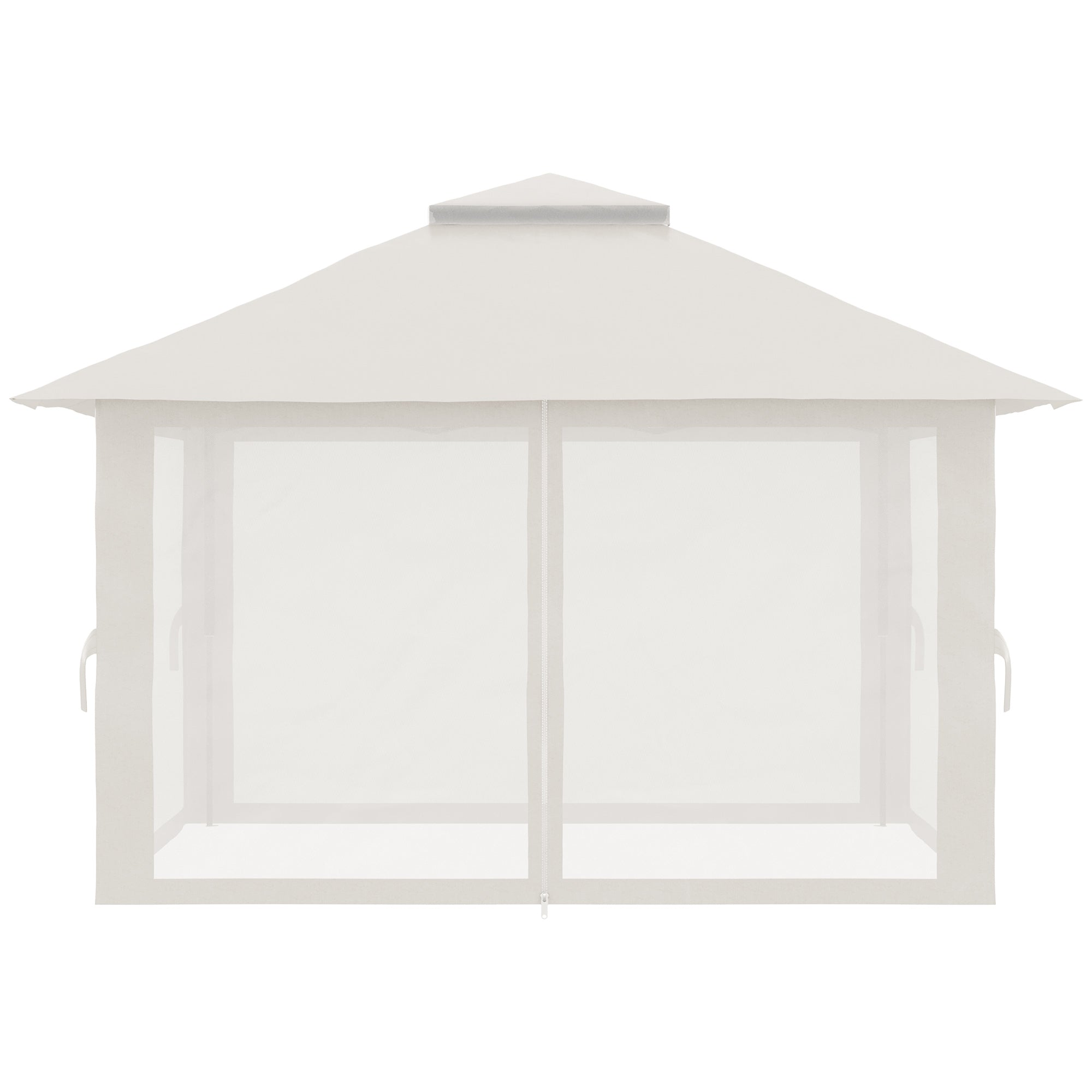 Outsunny 4x4m Adjustable Height Folding Gazebo with Mosquito Net and Bag, Metal and Oxford Fabric, Cream