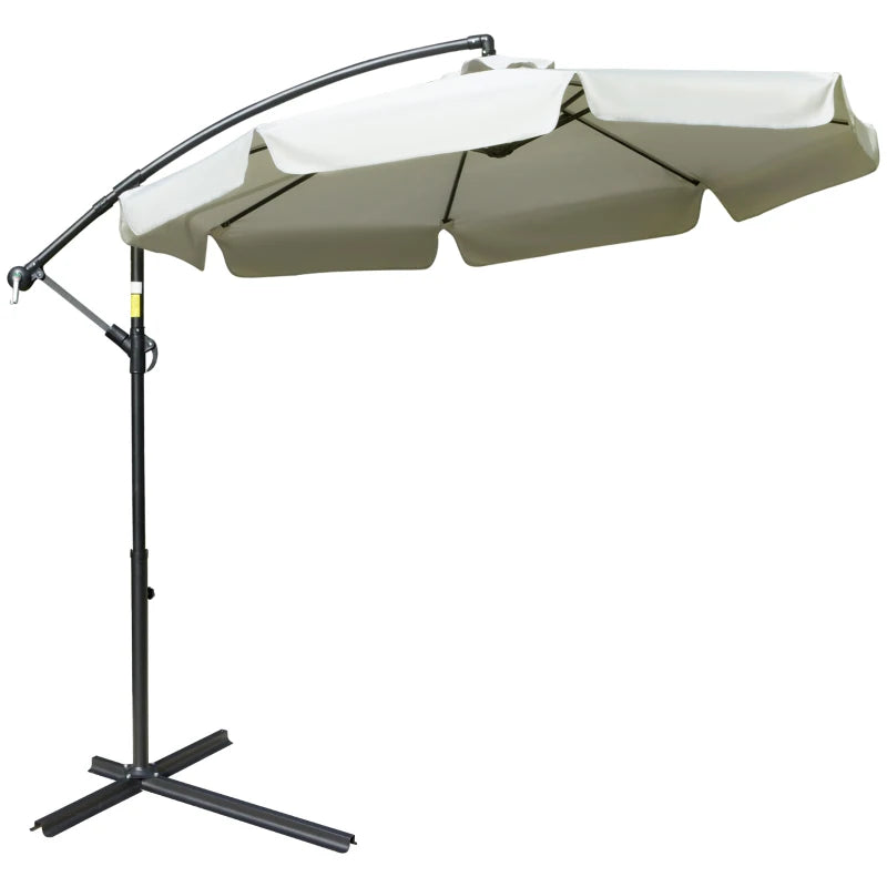 Garden Umbrella with Metal and Polyester Arm and Crank Opening, Ø2.7x2.7 m, Beige - Borge' Group Limited