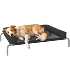 19.5cm Raised Dog Bed with U-Shaped Cushion, Polyester and Steel, 110x75x30cm, Black and Silver