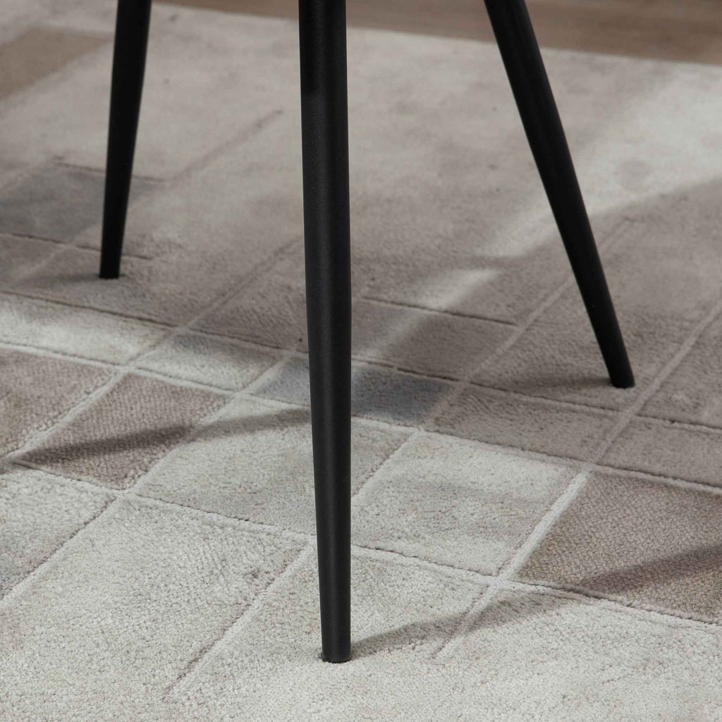 Industrial Style Dining Chair with Backrest, Modern Living Room Chair in Faux Leather and Black Metal, 61x58x84 cm, Grey