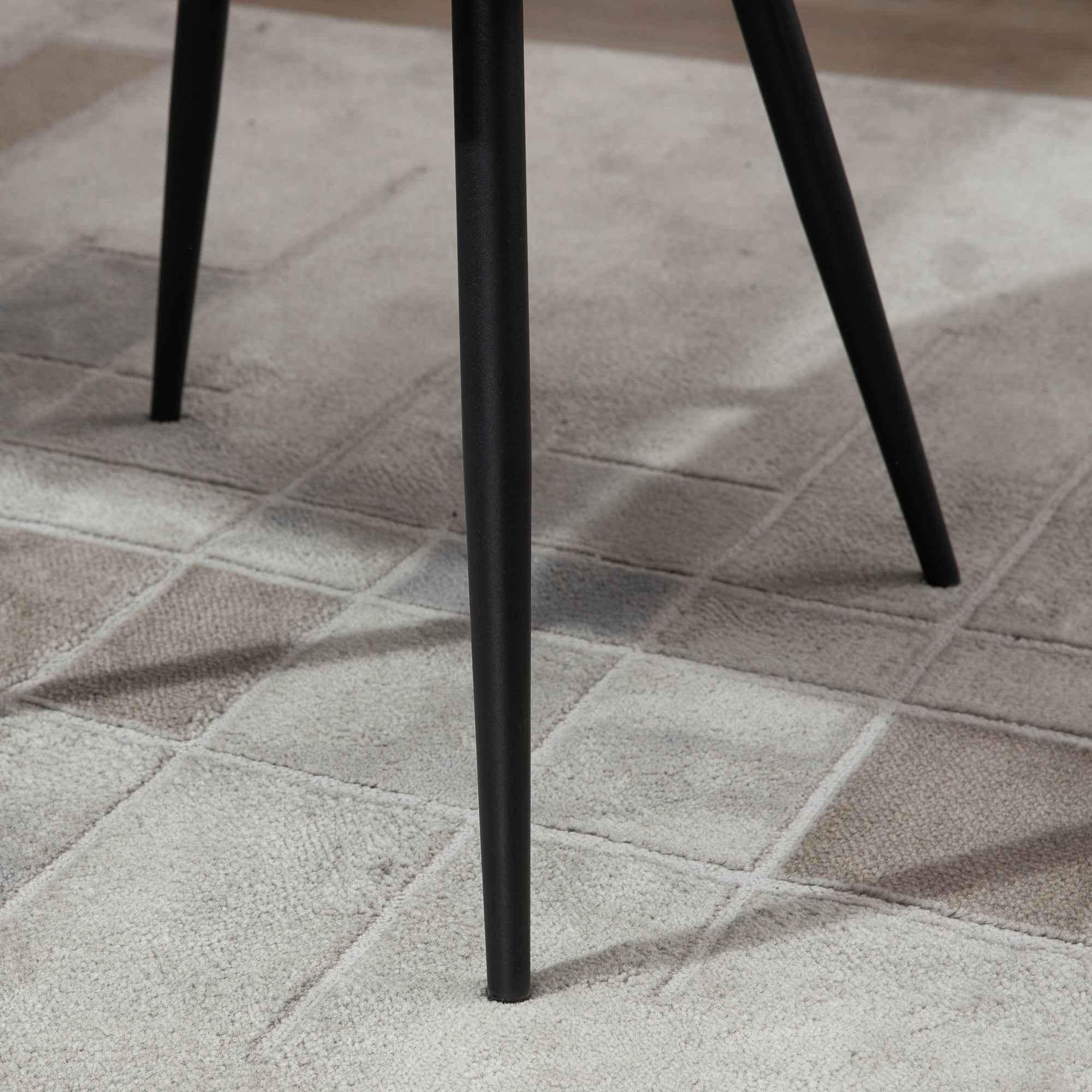 Industrial Style Dining Chair with Backrest, Modern Living Room Chair in Faux Leather and Black Metal, 61x58x84 cm, Grey