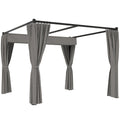 Outsunny Garden Pergola with Retractable Roof and Awnings, Metal and Polyester, 300x300x227 cm, Light Grey