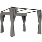 Outsunny Garden Pergola with Retractable Roof and Awnings, Metal and Polyester, 300x300x227 cm, Light Grey