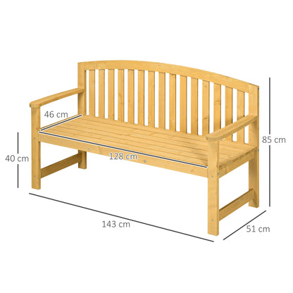 Outsunny 2-Seater Garden Bench with Slatted Seat and Backrest, in Fir Wood, 143x51x85 cm - Borgè