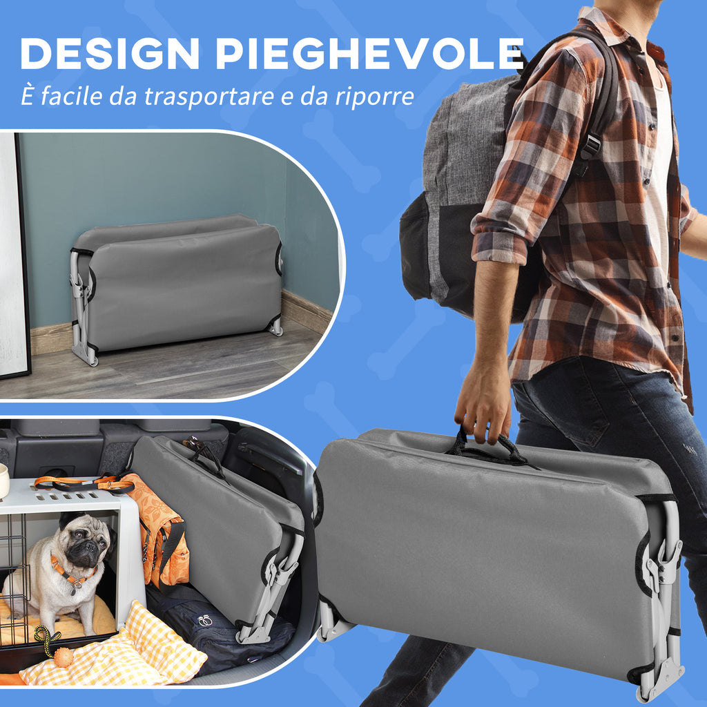 Folding Dog Bed for Indoor and Outdoor Use, Metal and Oxford Fabric, 71x58x20 cm, Grey