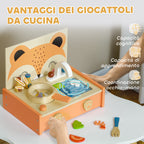 Toy Kitchen for Children 3-5 Years with Stove and 12 Wooden Accessories, Multicolo