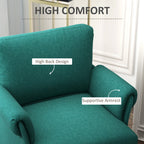 Furnishing armchair in breathable linen-effect fabric with rolled armrests, 63x71x83 cm, green - Borgè