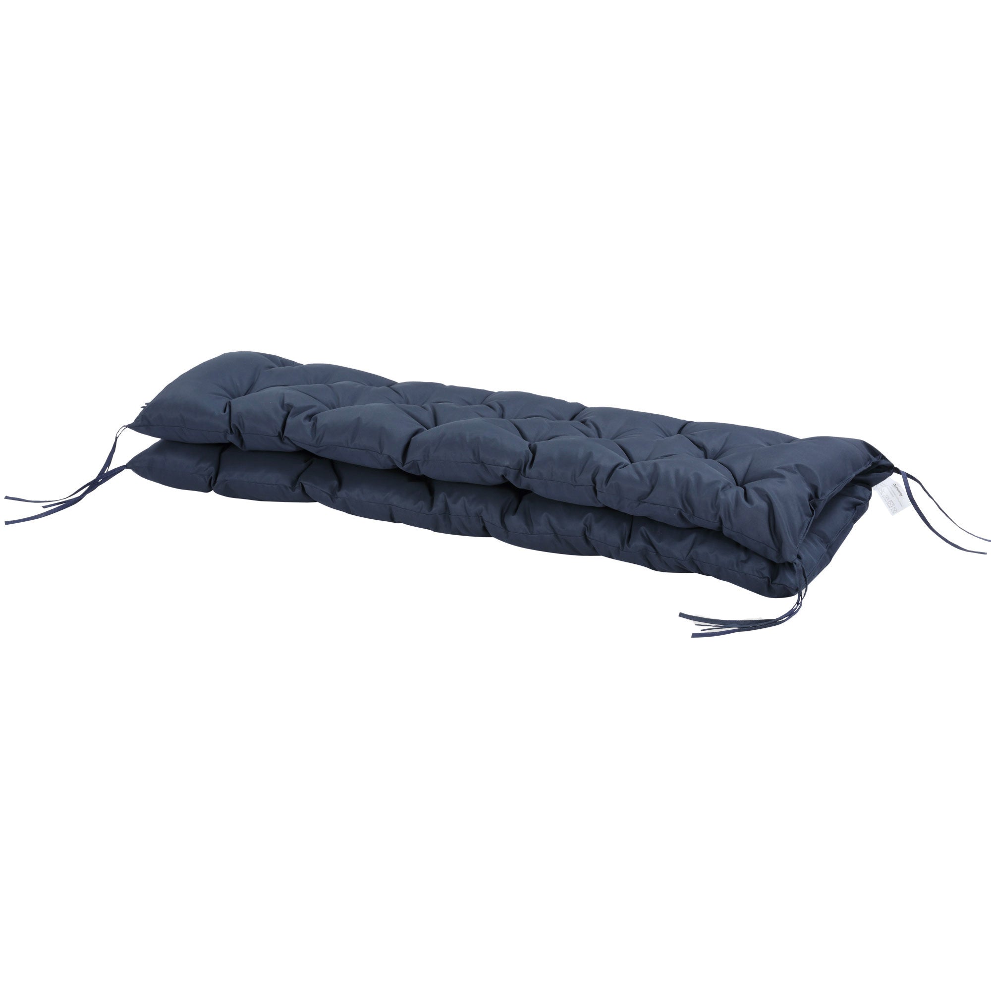 Outsunny Capitonné Style Garden Cushion with 6 Ties, in Cotton and Polyester, 150x98x8 cm, Dark Blue