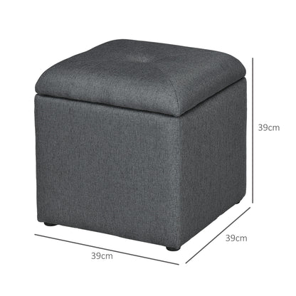 HOMCOM Storage Pouf Padded in Soft Teddy Fabric for Living Room and Bedroom, 39x39x39cm, Gray