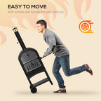 Outdoor Oven for pizza and portable charcoal barbecue in steel with fireplace and wheels, 63x54x161 cm, black - Borgè