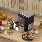 8L Air Fryer, 1700W Air Fryer with 8 Programs and 360° Hot Air Circulation, LED Display, Black