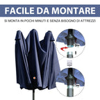 Double Garden Umbrella with Crank Opening, Steel and Polyester, 460x270x240 cm, Blue - Borge' Group Limited