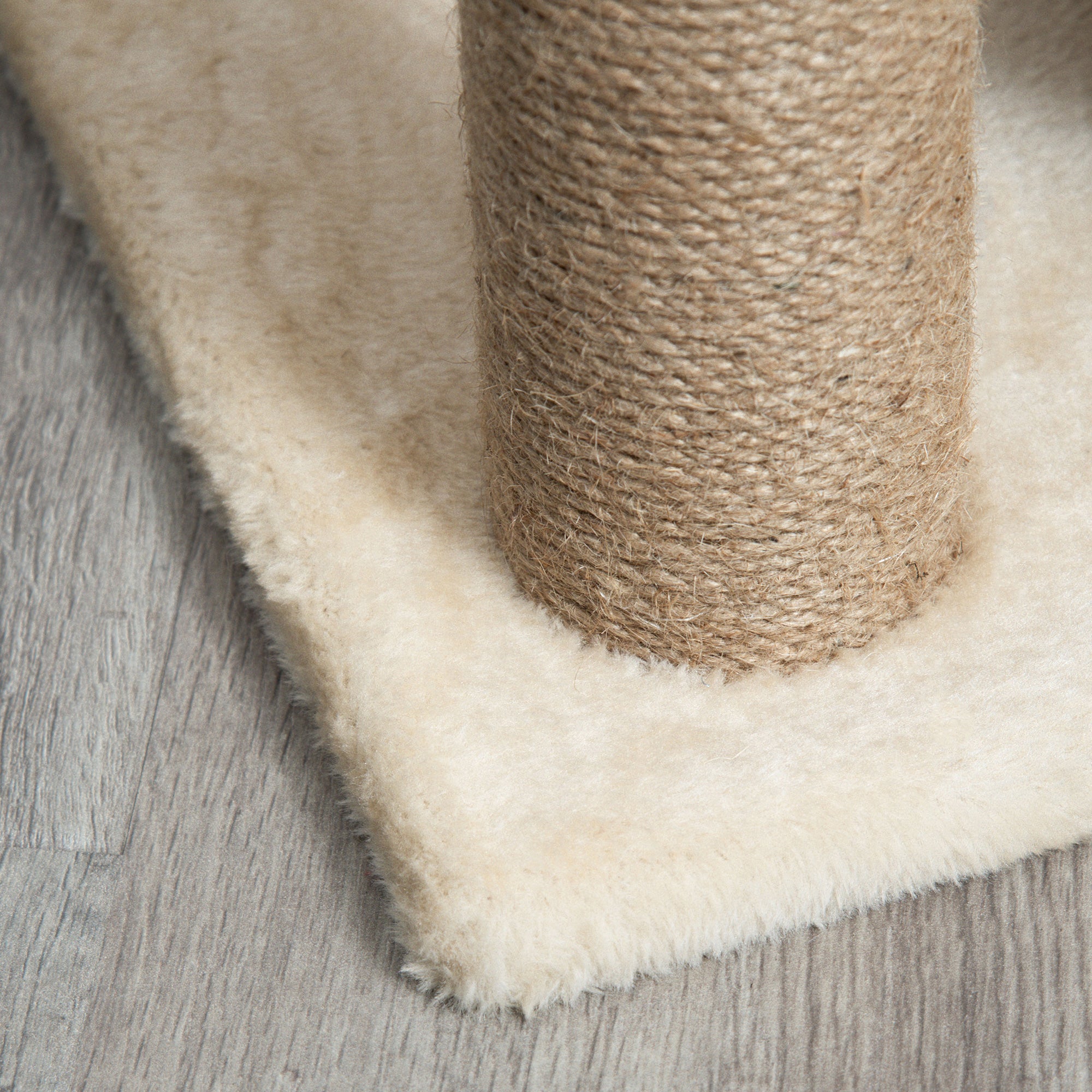Cat Tree with Cat Bed, Kennel and Mat, Made of Wood, Plush and Sisal, 60x30x76 cm, Light Brown