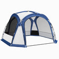 4-5 Person Camping Tent with 4 Zippered Doors, Mosquito Net and Hook, 350x350x230cm, White and Blue