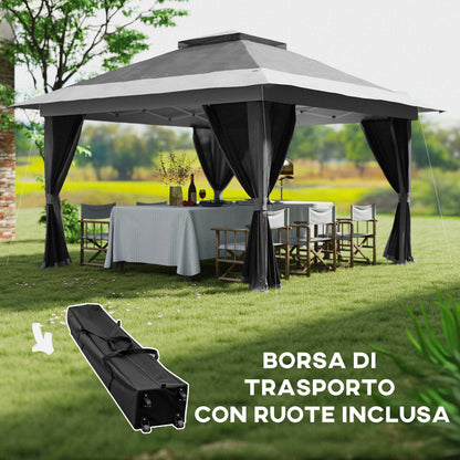 Pop Up Gazebo 3.6x3.6 m with Walls, Adjustable Height and UPF50+ Protection, Bag with Wheels, Grey