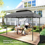 Outsunny 3x4m 2-Tier Gazebo Roof with 8 Drainage Holes in Light Grey Polyester