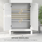 Bathroom Cabinet with 2 Doors and Drawer, Space-Saving Bathroom Cabinet with Adjustable Shelves, 60x30x102.5 cm, White