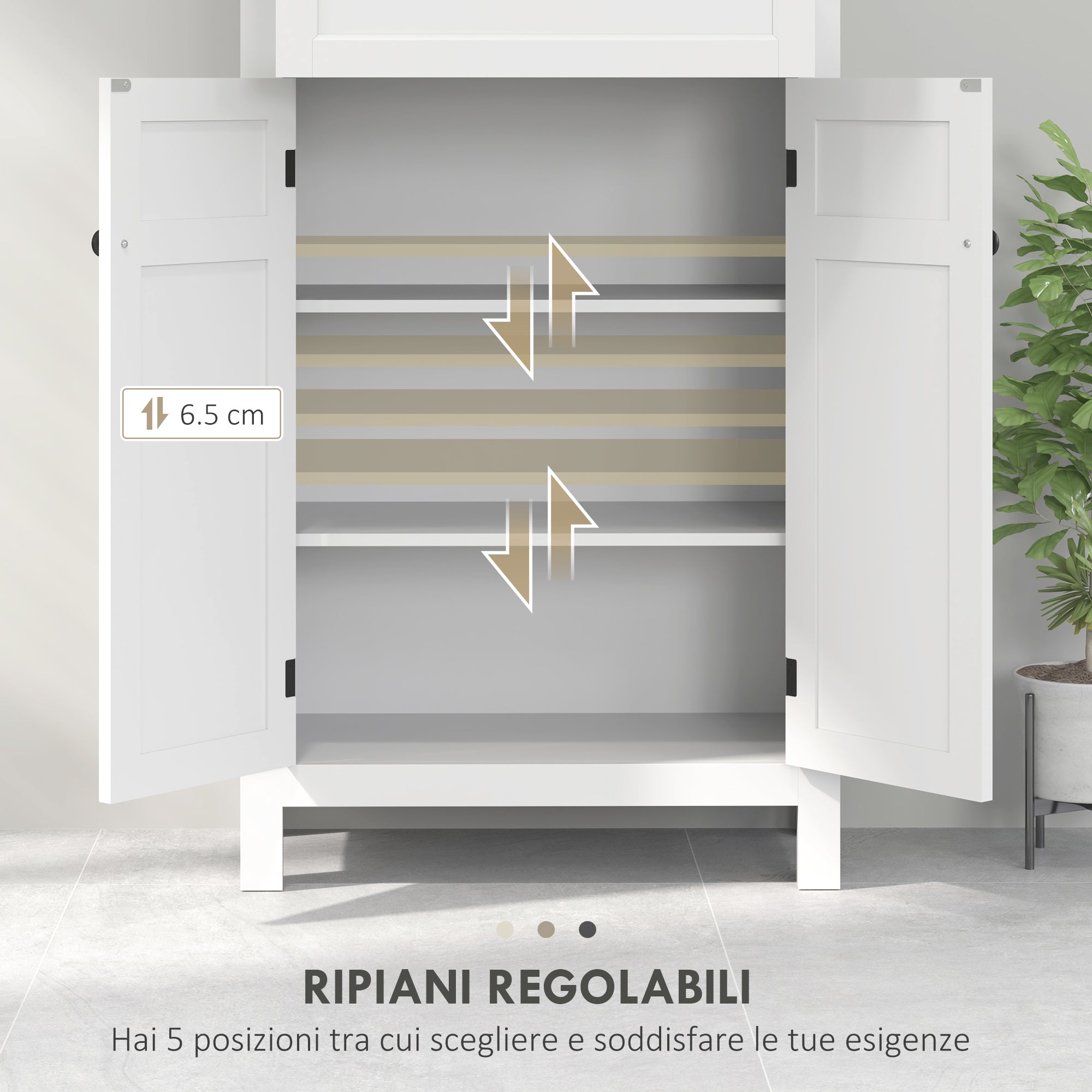 Bathroom Cabinet with 2 Doors and Drawer, Space-Saving Bathroom Cabinet with Adjustable Shelves, 60x30x102.5 cm, White